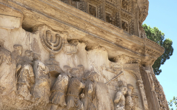 Victory over Judea procession detailed on the Arch of Titus