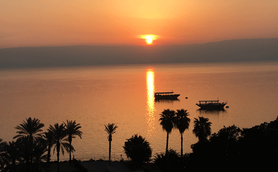 Sunrise over the Sea of Galilee as seen from Tiberias