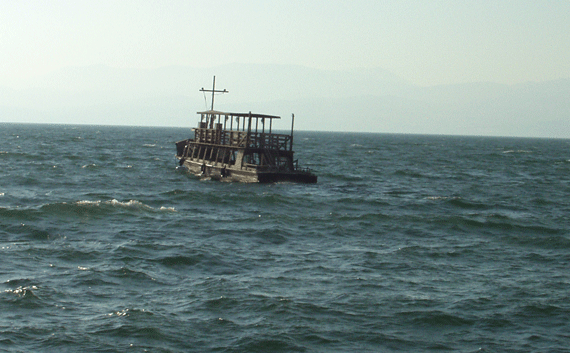 Wooden boat on the Sea of Galilee