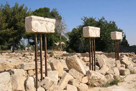 Capitals adorning the Judean Palace at Ramat Rahel