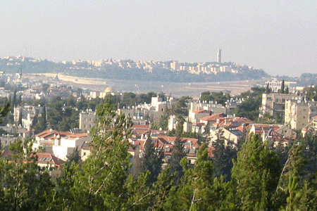 View of Jerusalem to the north of Tel Ramat Rahel