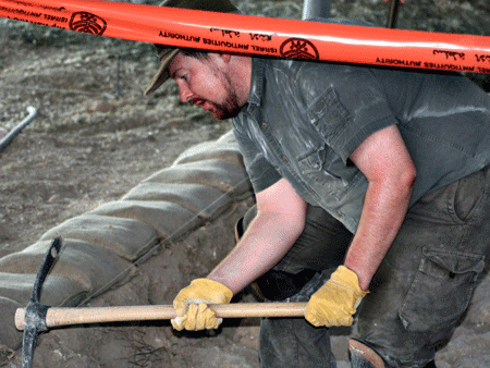 Pick-axing in the locus with the most Iron Age pottery