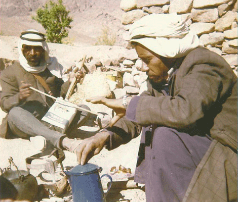 Beduin guides during Gila's Sinai trek in 1975