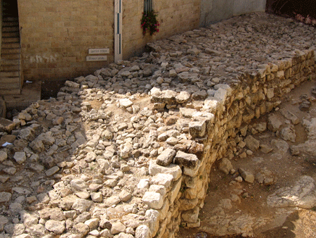 Hezekiah's Broad Wall seen in the Jewish Quarter