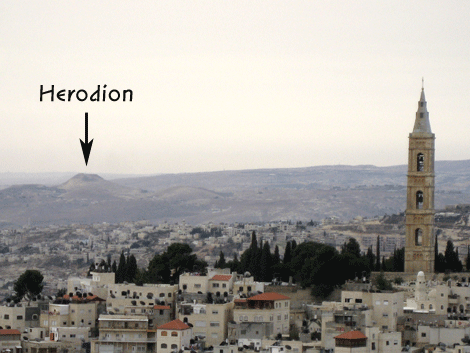 Herodion as seen from the Mount of Olives in Jerusalem