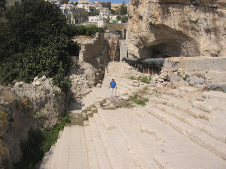 Herodian steps leading to second temple period Pool of Siloam