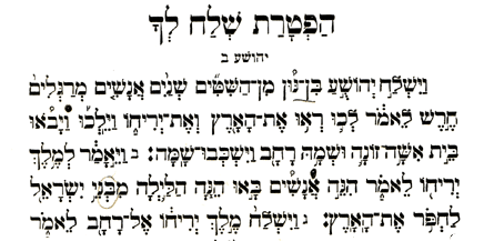 Beginning of Joshua chapter 2 from Gila's Bat Mitzvah "Maftir" booklet