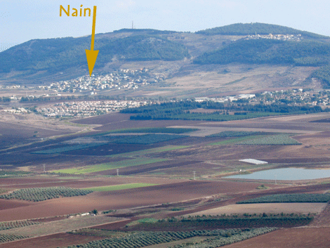 Nain on the western slope of the Hill of Moreh; Shunem on the eastern slope