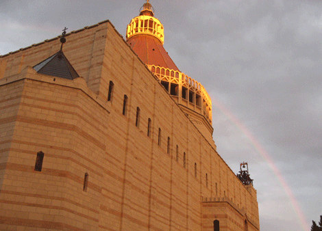 Rainbow striking the Church of the Annunciation January 2013