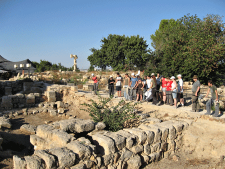 Excavators studying Ramat Rahel's Iron Age citadel