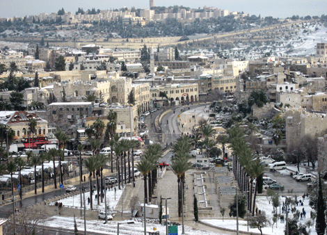 Facing east towards the Damascus Gate