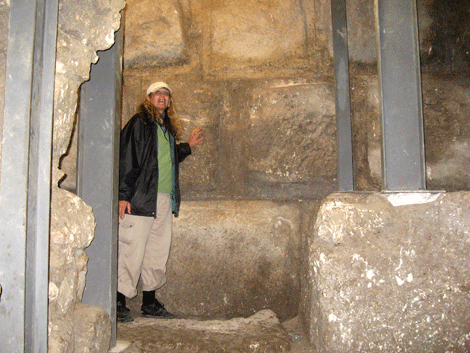 Standing by the Western Wall under first century AD sidewalk